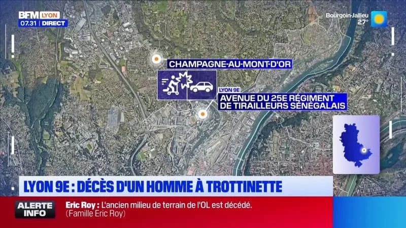 LYON 9E : UN HOMME SUR UNE TROTTINETTE ÉLECTRIQUE DÉCÈDE DANS UN ACCIDENT