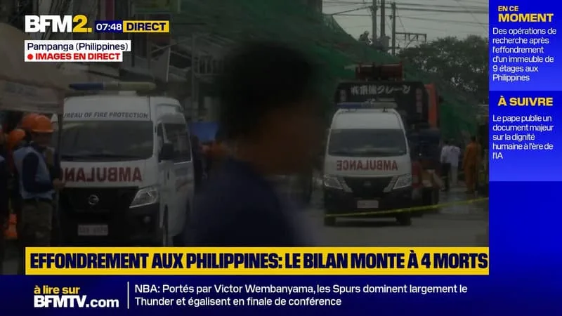 PHILIPPINES: QUATRE MORTS ET PLUS D’UNE QUINZAINE DE DISPARUS APRÈS L’EFFONDREMENT D’UN BÂTIMENT DE NEUF ÉTAGES EN CONSTRUCTION