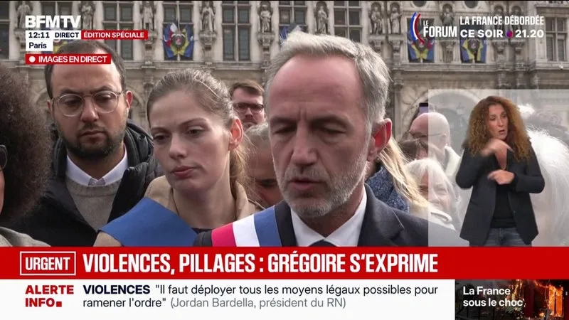 VIOLENCES À PARIS: EMMANUEL GRÉGOIRE APPELLE À « FAIRE ATTENTION À LA FAÇON DONT ON MANIE LES ARMES JURIDIQUES QUI CONTREVIENNENT À DES PRINCIPES FONDAMENTAUX DE LIBERTÉ, DE CIRCULATION ET DE RASSEMBLEMENT »