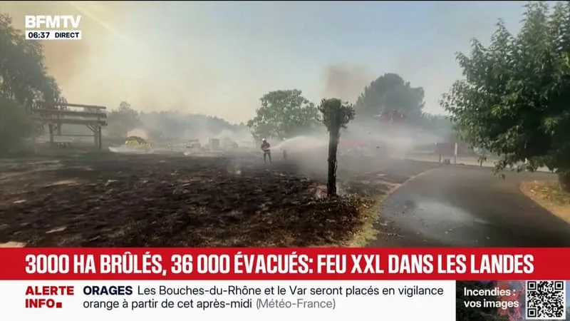 INCENDIE DANS LES LANDES: 3.000 HECTARES BRÛLÉS ET 31.000 ÉVACUÉS DANS LE DÉPARTEMENT