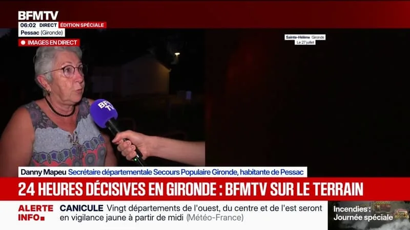 INCENDIE EN GIRONDE: « ON A BESOIN DE DONS », SOULIGNE DANNY MAPEU, SECRÉTAIRE DÉPARTEMENTALE DU SECOURS POPULAIRE