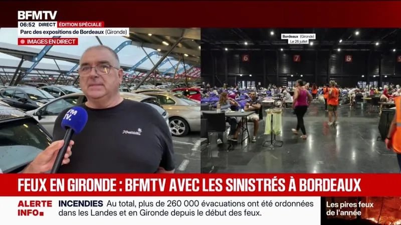 FEUX EN GIRONDE: « IL ME TARDE VRAIMENT DE RENTRER, C’EST LONG », DÉCLARE ALAIN, HABITANT ÉVACUÉ DE SAINT-JEAN-D’ILLAC
