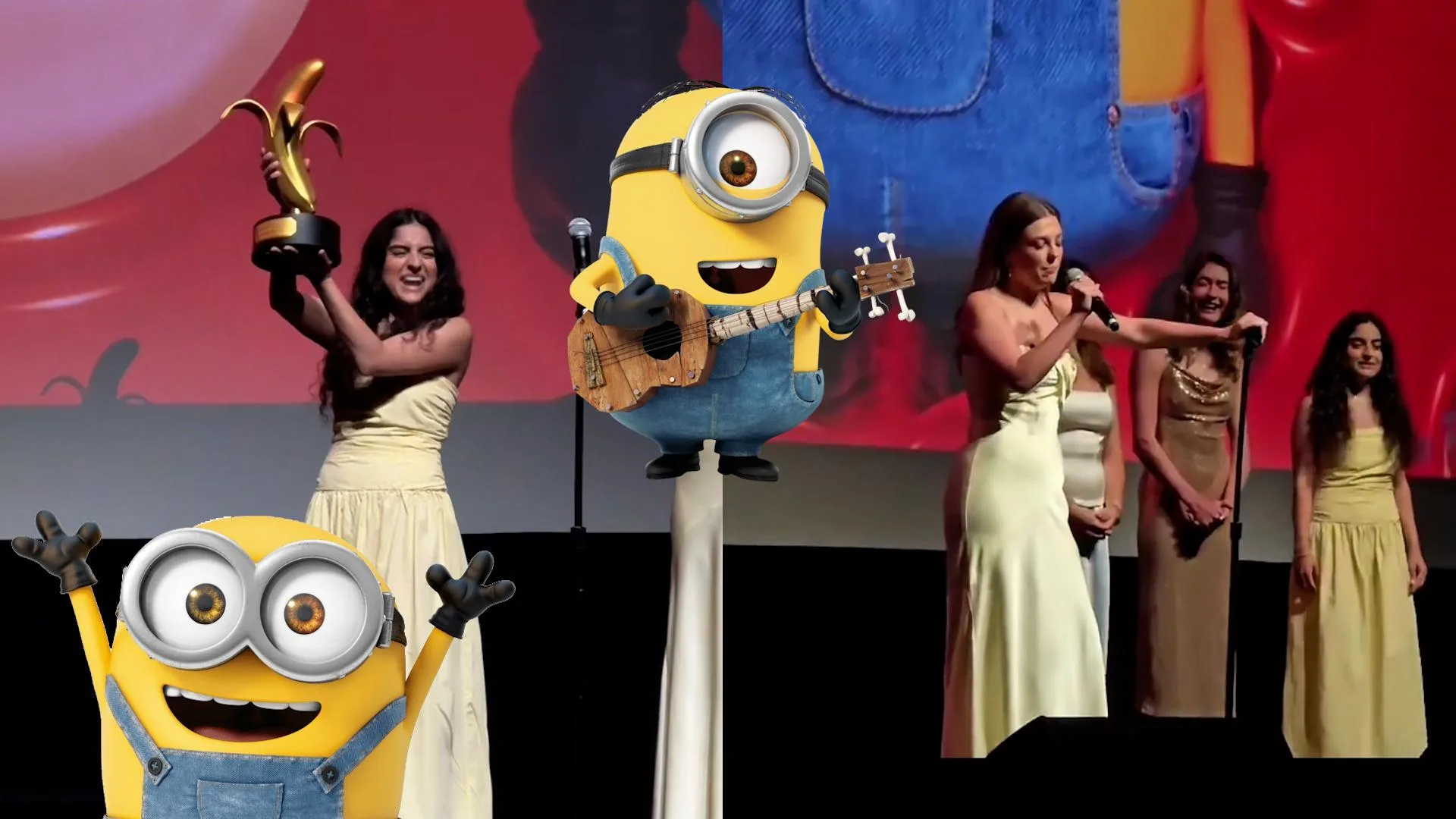 À L’AVANT-PREMIÈRE AMÉRICAINE DU FILM « DES MINIONS ET DES MONSTRES », CE CONCOURS DE CHANT EN LANGUE MINION EST HILARANT