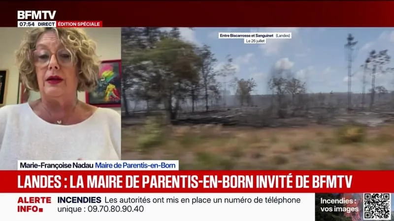 INCENDIE DANS LES LANDES: « LA MÉTÉO CE MATIN NOUS SEMBLE PLUTÔT FAVORABLE », DÉCLARE MARIE-FRANÇOISE NADAU, MAIRE DE PARENTIS-EN-BORN