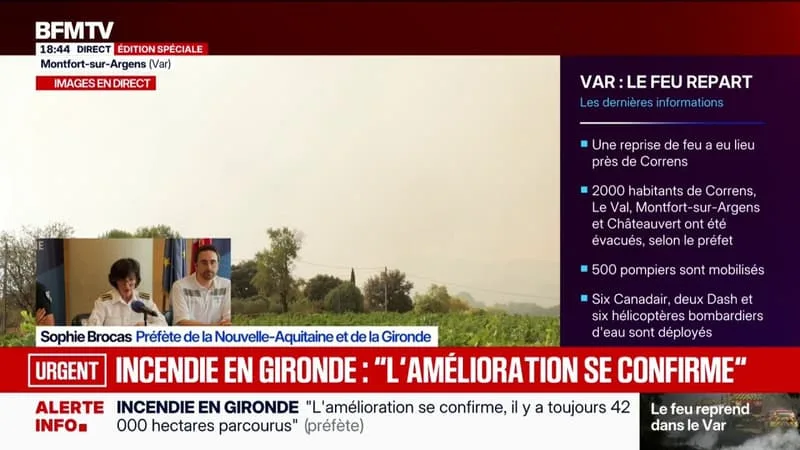 INCENDIE EN GIRONDE: « 198.000 PERSONNES SUR LES 220.000 QUI AVAIENT ÉTÉ ÉVACUÉES ONT PU REPRENDRE LE CHEMIN DE LEUR DOMICILE », INDIQUE LA PRÉFÈTE SOPHIE BROCAS