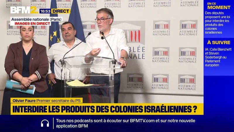 ISRAËL: OLIVIER FAURE DÉFEND UNE PROPOSITION DE LOI TRANSPARTISANE POUR INTERDIRE LES IMPORTATIONS DES PRODUITS DES COLONIES