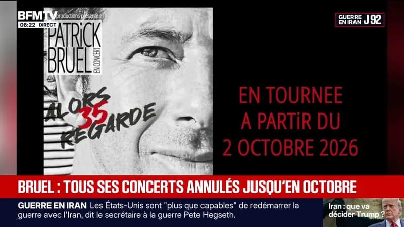 PATRICK BRUEL: TOUS LES CONCERTS DE L’ARTISTE ANNULÉS JUSQU’EN OCTOBRE