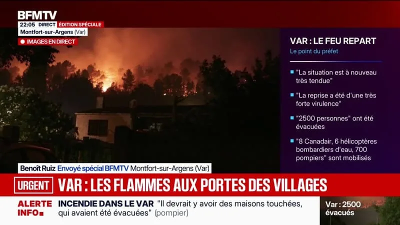 INCENDIE DANS LE VAR: LES IMAGES DES FLAMMES AUX PORTES DES VILLAGES