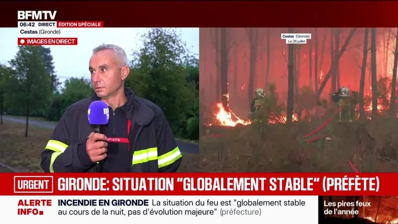 INCENDIE EN GIRONDE: « J’AI DORMI 2 HEURES CETTE NUIT », DÉCLARE CET ADJUDANT-CHEF MOBILISÉ À CESTAS, EN GIRONDE