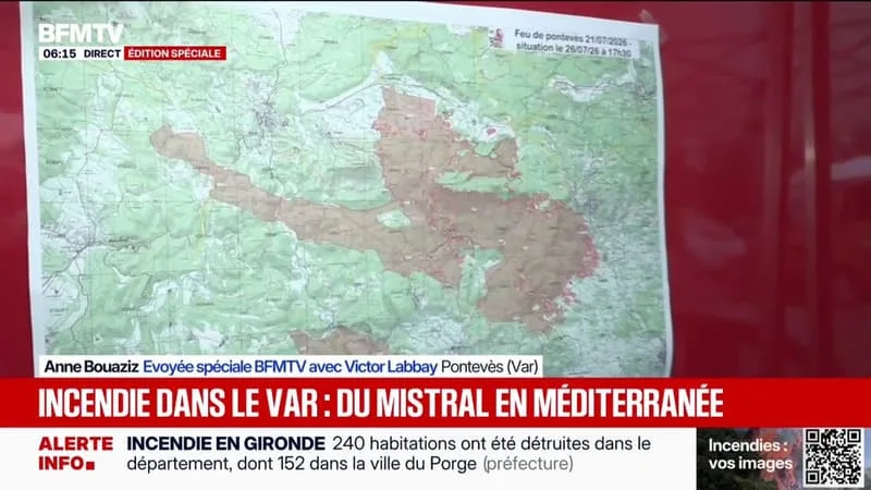 INCENDIE DANS LE VAR: LE FEU N’EST TOUJOURS PAS FIXÉ, MAIS RESTE CONTENU DANS UNE ENVELOPPE