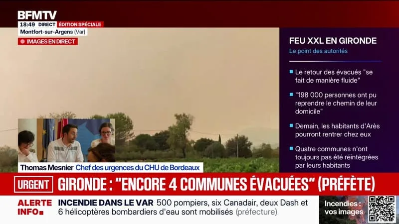 INCENDIE EN GIRONDE: « NOUS AVONS TRAVERSÉ UNE SITUATION SANITAIRE EXCEPTIONNELLE JAMAIS CONNUE EN FRANCE », AFFIRME LE CHEF DES URGENCES DU CHU DE BORDEAUX