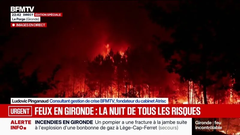 FEUX EN GIRONDE: LES IMAGES IMPRESSIONNANTES DE L’INCENDIE TOUJOURS INCONTRÔLABLE