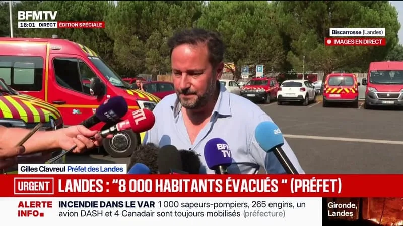 INCENDIE DANS LES LANDES: LE PRÉFET ANNONCE L’ÉVACUATION TOTALE DE L’AGGLOMÉRATION DE PARENTIS-EN-BORN, SOIT ENVIRON 8.000 PERSONNES