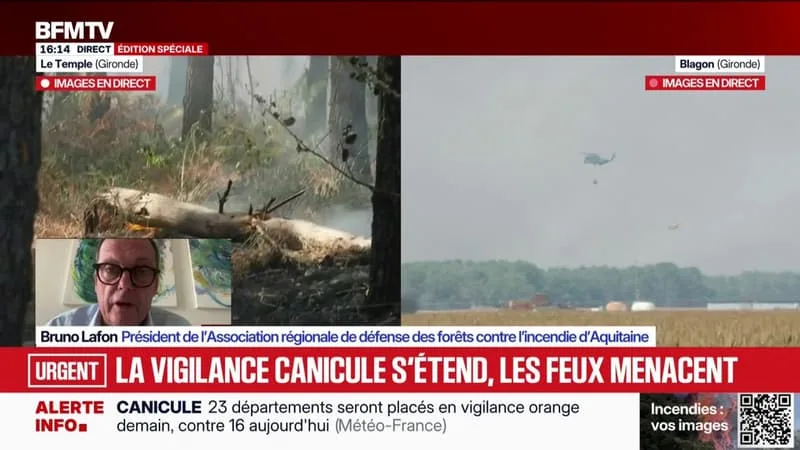 INCENDIE EN GIRONDE: LA PÉRIODE DEVIENT « PLUS DIFFICILE » EXPLIQUE LE MAIRE DE BIGANOS, AVANT DE REPARTIR SUR LE TERRAIN