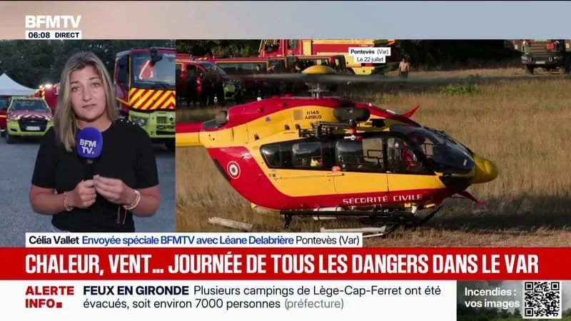 INCENDIE DANS LE VAR: UNE JOURNÉE À HAUT RISQUE POUR LES POMPIERS ALORS QUE LE FEU EST TOUJOURS ACTIF