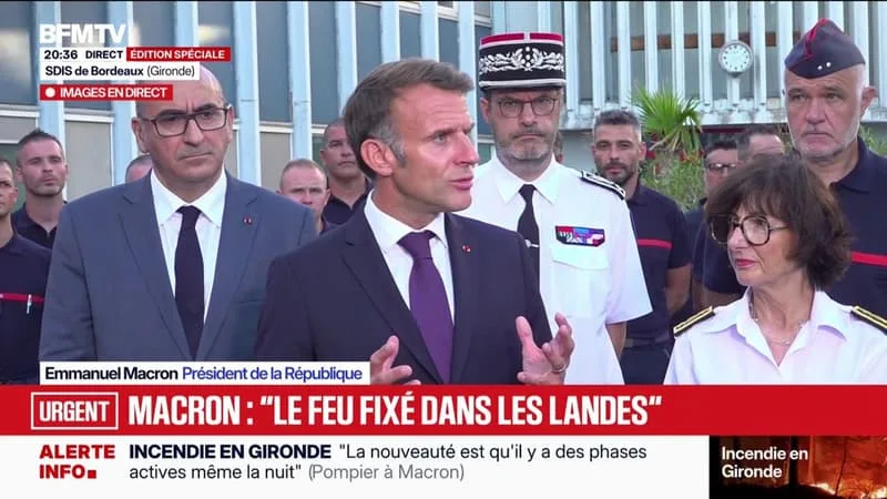 INCENDIES EN FRANCE: EMMANUEL MACRON ASSURE QUE LE FEU DANS LES LANDES EST « FIXÉ », LA SITUATION RESTE « TRÈS DIFFICILE » EN GIRONDE