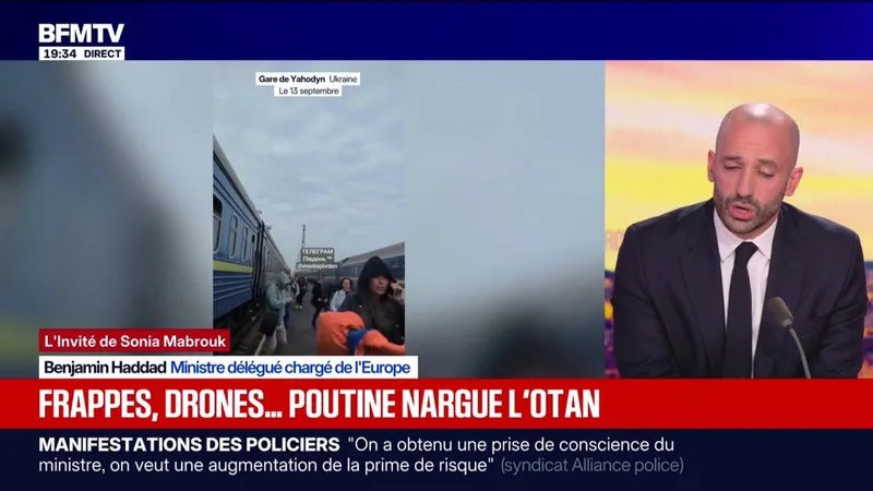 FRAPPES, DRONES: « ON VOIT UNE FORME D’ESCALADE DE LA PART DE LA RUSSIE, MAIS QUI EST LE SIGNE D’UNE FÉBRILITÉ », POINTE BENJAMIN HADDAD, MINISTRE DÉLÉGUÉ CHARGÉ DE L’EUROPE