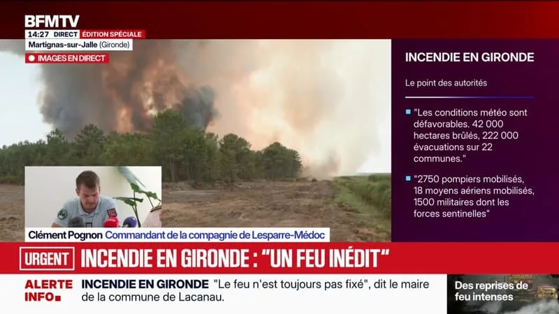 INCENDIES: « IL A FALLU TROUVER DES ITINÉRAIRES ADAPTÉS POUR FACILITER L’ÉVACUATION » À LACANAU, INDIQUENT LES AUTORITÉS