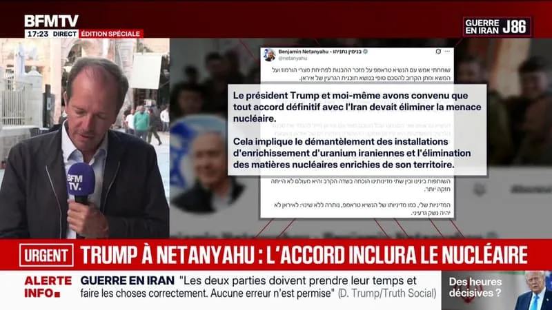 « LE PRÉSIDENT TRUMP ET MOI-MÊME AVONS CONVENU QUE TOUT ACCORD DÉFINITIF AVEC L’IRAN DEVAIT ÉLIMINER LA MENACE NUCLÉAIRE », ASSURE BENJAMIN NETANYAHU SUR SON COMPTE X