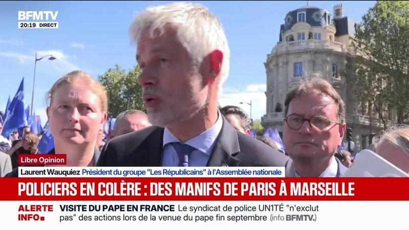 COLÈRE DES POLICIERS: BRUNO RETAILLEAU, ÉRIC CIOTTI ET LAURENT WAUQUIEZ AFFICHENT LEUR SOUTIEN AUX SYNDICATS DE POLICE