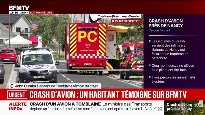 « J’AI VU DEUX PERSONNES ÉJECTÉES DE L’AVION »: UN HABITANT TÉMOIGNE DU CRASH AYANT FAIT 11 MORTS PRÈS DE NANCY