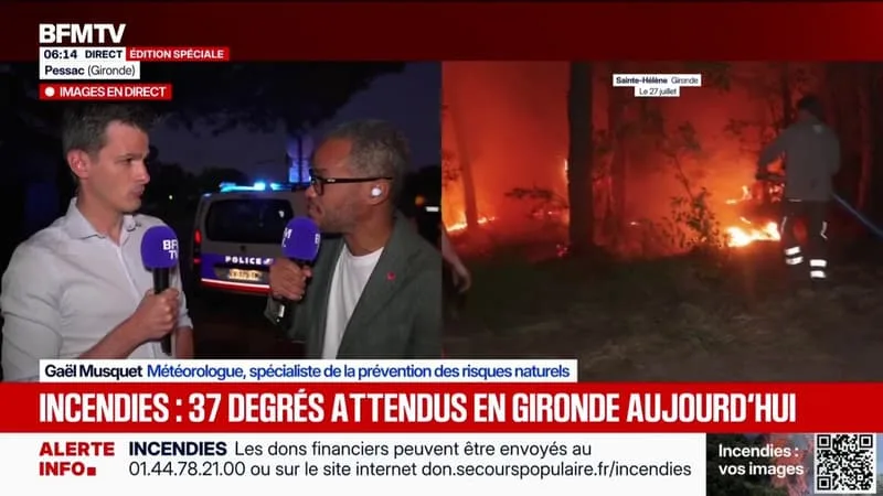 INCENDIE EN GIRONDE: « LE FEU PEUT COUVER ET RAMPER », RELÈVE GAËL MUSQUET, MÉTÉOROLOGUE