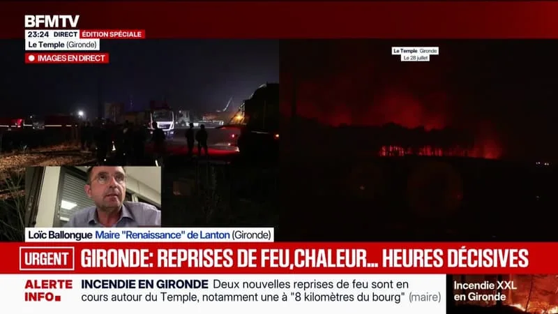 INCENDIE EN GIRONDE: « IL Y A TOUJOURS UN PEU D’APPRÉHENSION », EXPLIQUE LE MAIRE DE LANTON LOÏC BALLONGUE